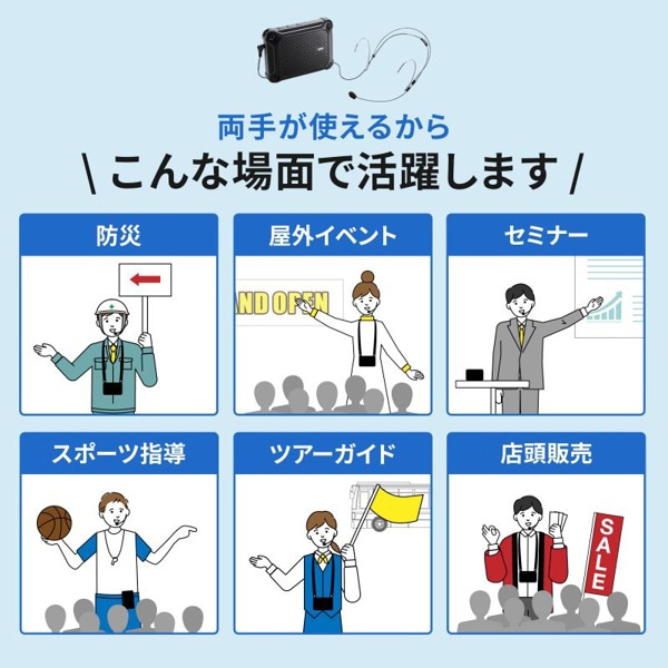 サンワサプライ 防水 ハンズフリー拡声器スピーカー MM-SPAMP6 1個(ご注文単位1個)【直送品】