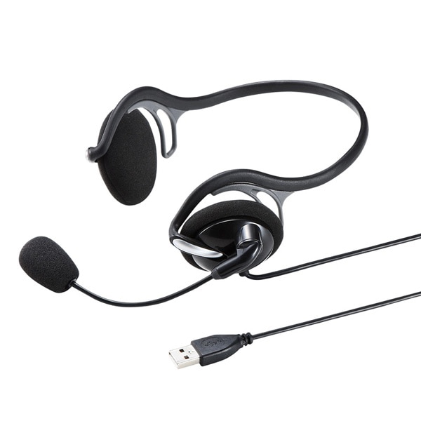 サンワサプライ USBヘッドセット ネックバンド両耳 ブラック MM-HSU05BK 1個(ご注文単位1個)【直送品】