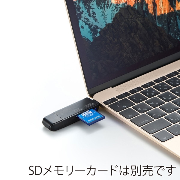 サンワサプライ Type-C コンパクトカードリーダー ADR-3TCMS6BK 1個(ご注文単位1個)【直送品】