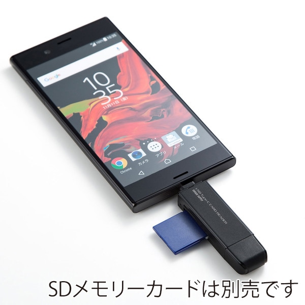 サンワサプライ Type-C コンパクトカードリーダー ADR-3TCMS6BK 1個(ご注文単位1個)【直送品】