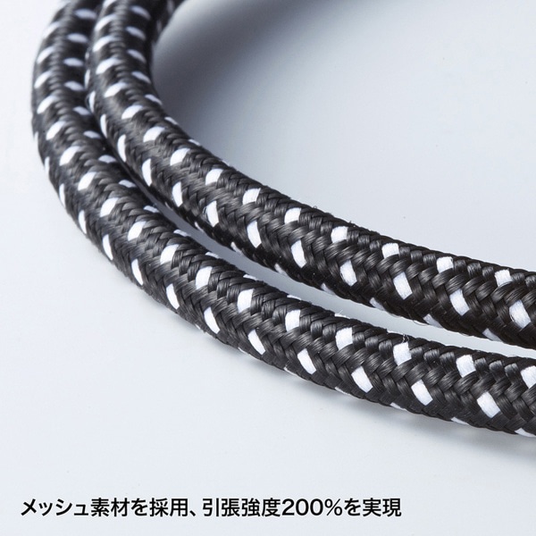 サンワサプライ 細径メッシュLANケーブル つめ折れ防止 カテゴリ7 ブラック&ホワイト 1m KB-T7ME-01BKW 1個(ご注文単位1個)【直送品】