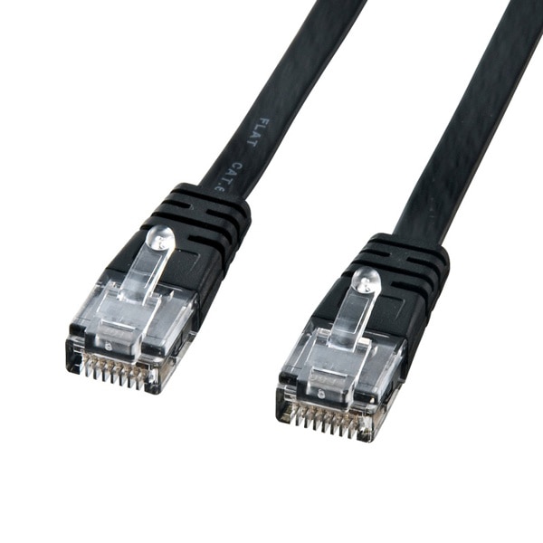 サンワサプライ フラットLANケーブル カテゴリ6 2m ブラック KB-FL6-02BKN 1個(ご注文単位1個)【直送品】