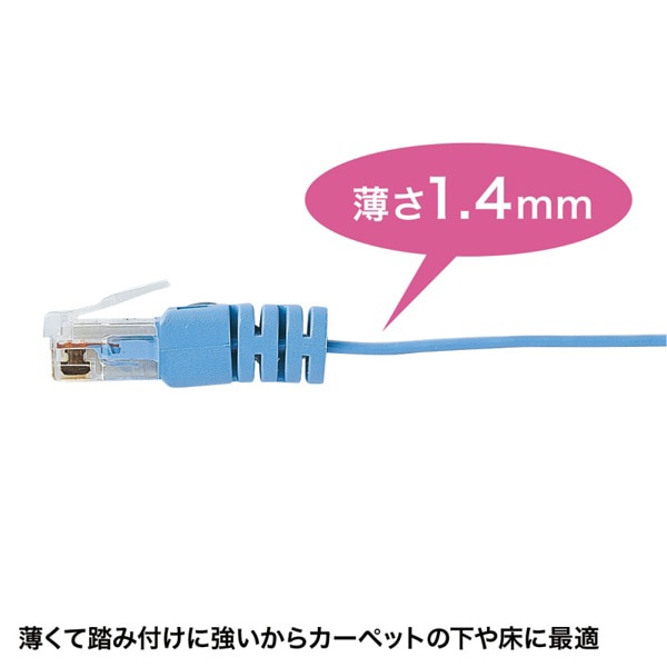 サンワサプライ フラットLANケーブル カテゴリ6 3m ライトブルー KB-FL6-03LBN 1個(ご注文単位1個)【直送品】