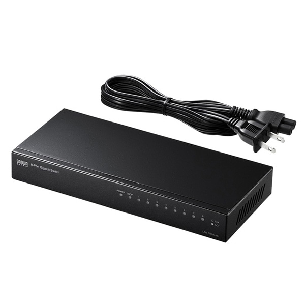 サンワサプライ ギガ対応スイッチングハブ ループ検知機能付き 8ポート LAN-GIGAH8L 1個（ご注文単位1個）【直送品】