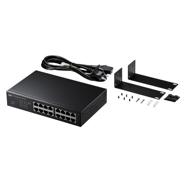 サンワサプライ ギガ対応スイッチングハブ ループ検知機能付き 16ポート LAN-GIGAH16L 1個（ご注文単位1個）【直送品】