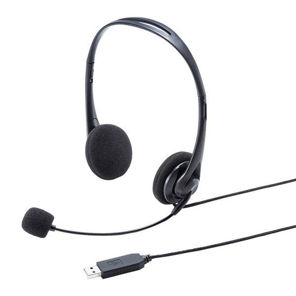 サンワサプライ USBヘッドセット MM-HSU09BK 1個(ご注文単位1個)【直送品】