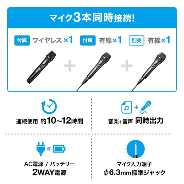 サンワサプライ 拡声器スピーカー ワイヤレスマイク付き MM-SPAMP10 1個(ご注文単位1個)【直送品】