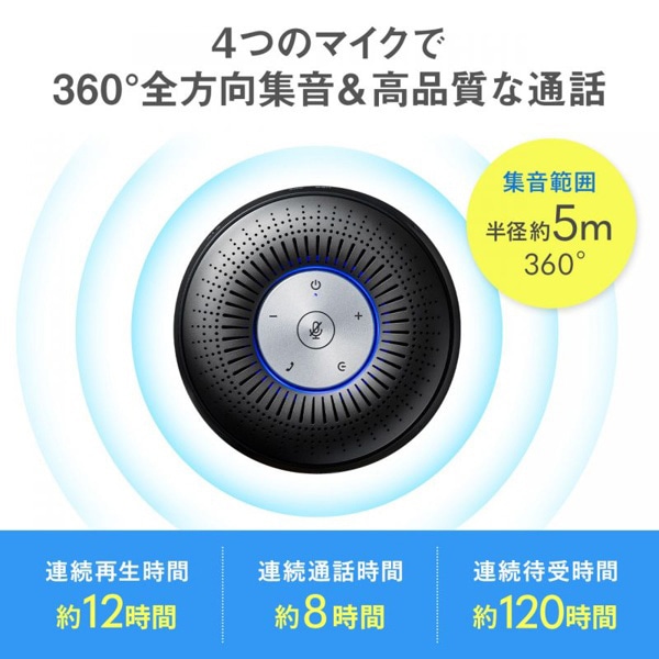 サンワサプライ Bluetooth 会議スピーカーフォン MM-BTMSP1 1台（ご注文単位1台）【直送品】