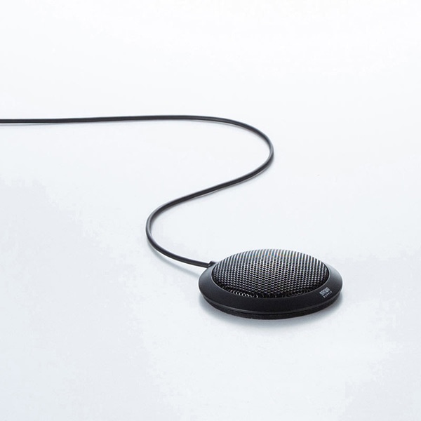 サンワサプライ PCフラット型マイク 4極接続 ブラック MM-MCF02BK 1個(ご注文単位1個)【直送品】