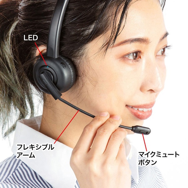 サンワサプライ Bluetooth ヘッドセット 片耳オーバーヘッド 単一指向性 MM-BTMH58BK 1個（ご注文単位1個）【直送品】