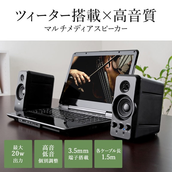 サンワサプライ マルチメディアスピーカー MM-SPL6BKN 1個（ご注文単位1個）【直送品】