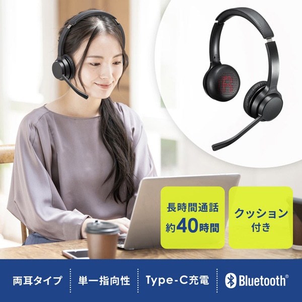 サンワサプライ Bluetooth ヘッドセット 両耳タイプ MM-BTSH62BK 1個（ご注文単位1個）【直送品】