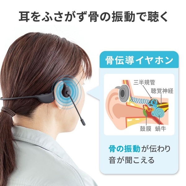 サンワサプライ 骨伝導ヘッドセット MM-BTSH65BK 1個（ご注文単位1個）【直送品】