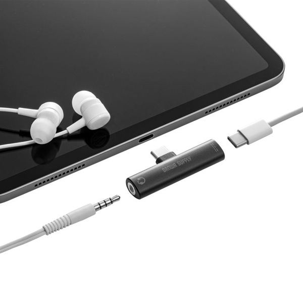 サンワサプライ オーディオ変換アダプタ Type-C USB PD MM-ADUSBTC2 1個（ご注文単位1個）【直送品】