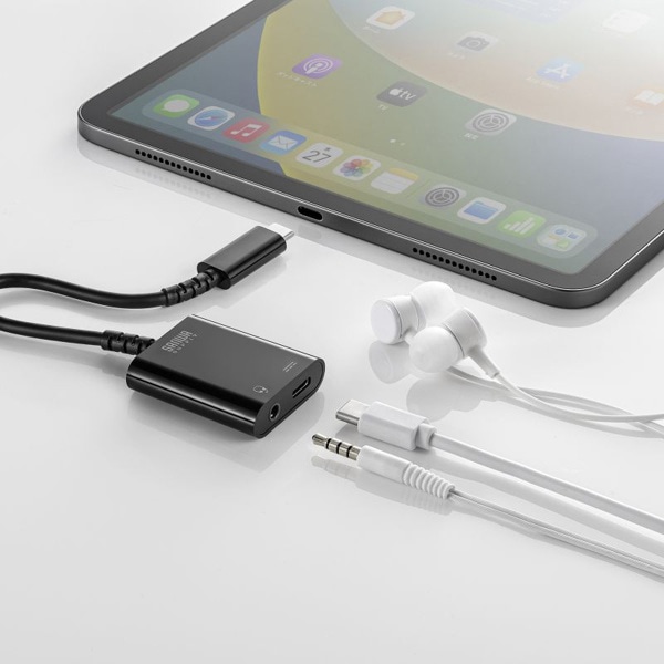 サンワサプライ オーディオ変換アダプタ Type-C USB PD MM-ADUSBTC3 1個（ご注文単位1個）【直送品】