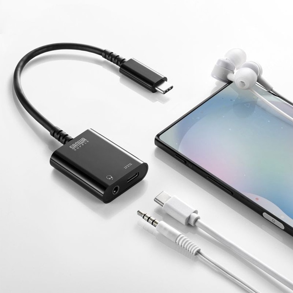 サンワサプライ オーディオ変換アダプタ Type-C USB PD MM-ADUSBTC3 1個（ご注文単位1個）【直送品】