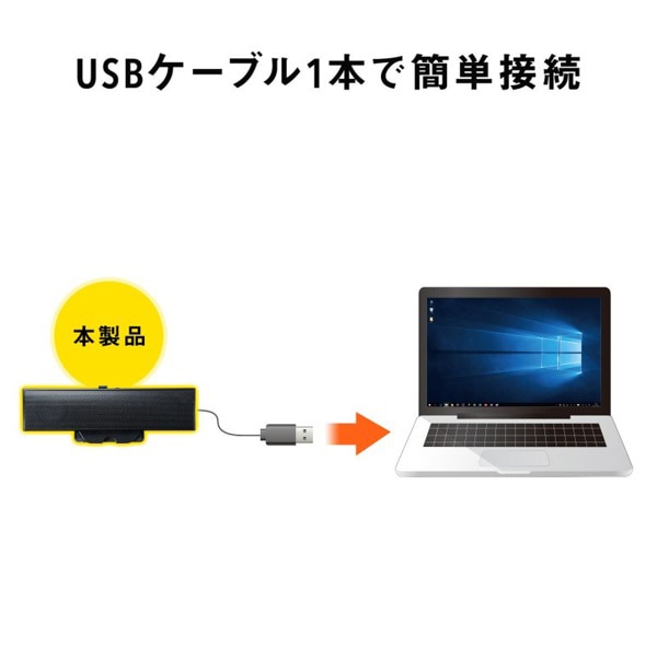 サンワサプライ USBサウンドバースピーカー MM-SPU17BKN 1個（ご注文単位1個）【直送品】