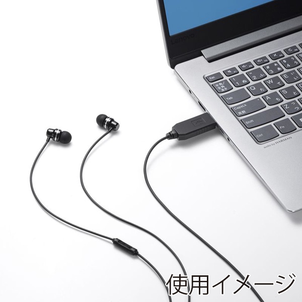 サンワサプライ USBイヤホンマイク ブラック MM-HSU21BK 1個（ご注文単位1個）【直送品】
