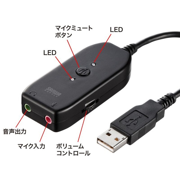 サンワサプライ USBオーディオ変換アダプタ MM-ADUSB3N 1個（ご注文単位1個）【直送品】