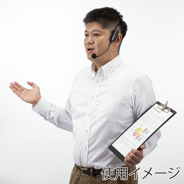 サンワサプライ ワイヤレスヘッドマイク MM-SPAMP15用 MM-SPAMP15WHM 1個(ご注文単位1個)【直送品】