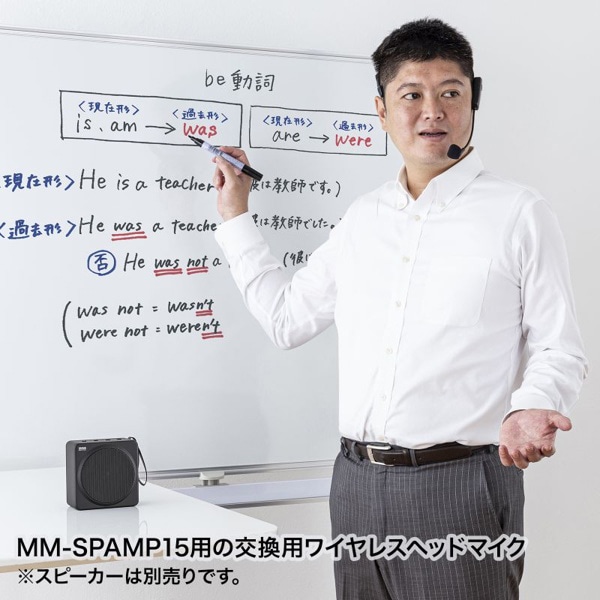 サンワサプライ ワイヤレスヘッドマイク MM-SPAMP15用 MM-SPAMP15WHM 1個(ご注文単位1個)【直送品】