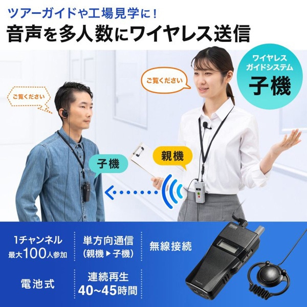 サンワサプライ ワイヤレスガイドシステム 子機 MM-WGS2RN 1個(ご注文単位1個)【直送品】