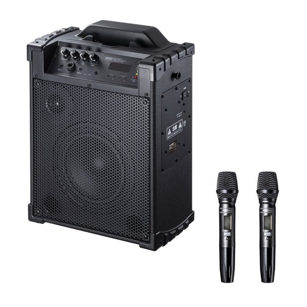 サンワサプライ 拡声器スピーカー ワイヤレスマイク付き バッテリー内蔵 MM-SPAMP14 1個(ご注文単位1個)【直送品】