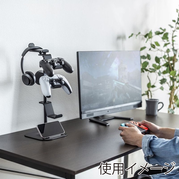 サンワサプライ ゲームコントローラースタンド ブラック JY-STN1BK 1個(ご注文単位1個)【直送品】