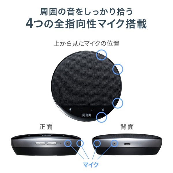 サンワサプライ ワイヤレス会議スピーカーフォン 2台セット MM-WLMSPSET 1個（ご注文単位1個）【直送品】