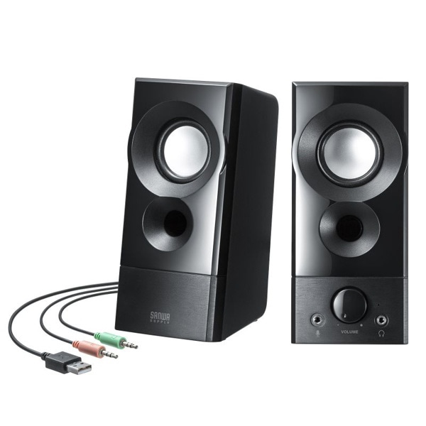 サンワサプライ USB電源スピーカー 実用最大出力6W MM-SPL20UBK 1個（ご注文単位1個）【直送品】
