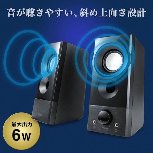 サンワサプライ USB電源スピーカー 実用最大出力6W MM-SPL20UBK 1個(ご注文単位1個)【直送品】
