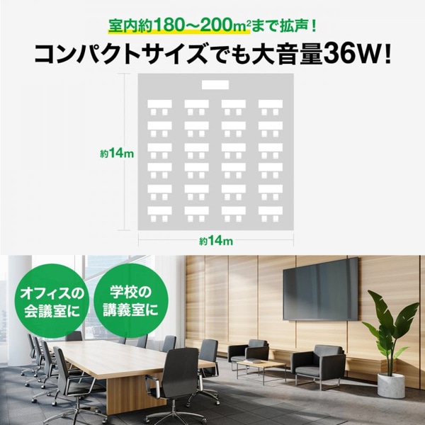 サンワサプライ ポータブル拡声器スピーカー ワイヤレスマイク付き バッテリー内蔵 MM-SPAMP17 1個(ご注文単位1個)【直送品】