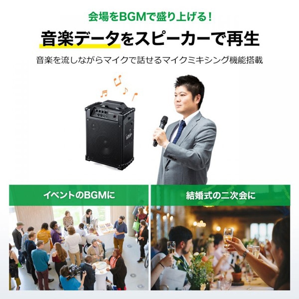 サンワサプライ ポータブル拡声器スピーカー ワイヤレスマイク付き バッテリー内蔵 MM-SPAMP17 1個(ご注文単位1個)【直送品】