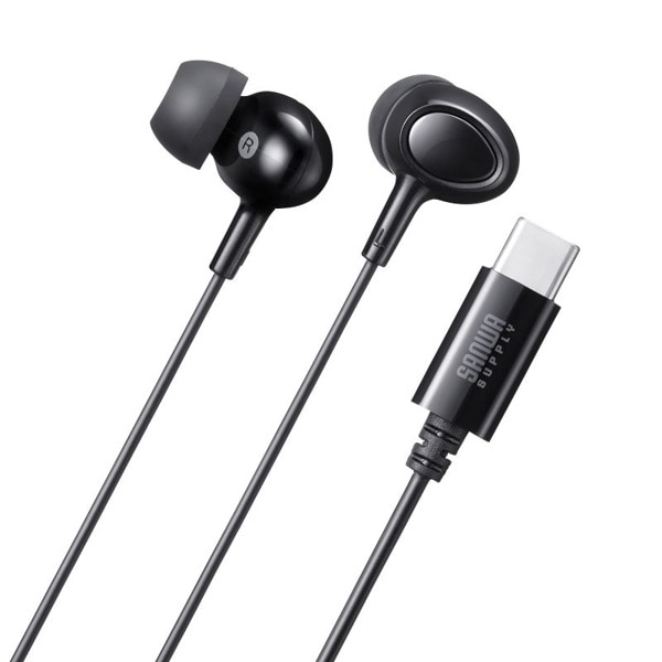 サンワサプライ イヤホンマイク USB Type-C ブラック MM-HSTC04BK 1個（ご注文単位1個）【直送品】