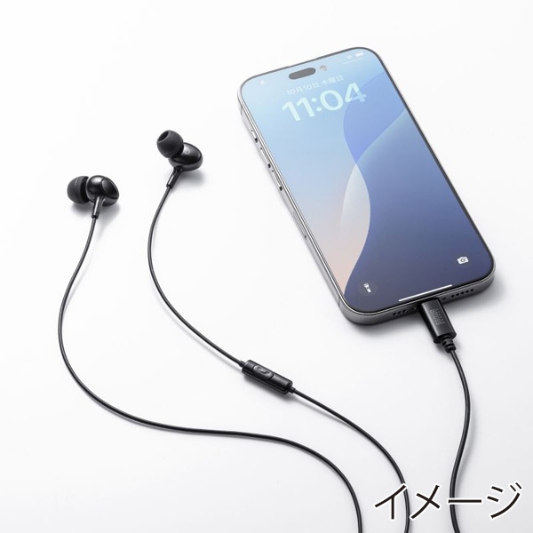 サンワサプライ イヤホンマイク USB Type-C ブラック MM-HSTC04BK 1個（ご注文単位1個）【直送品】