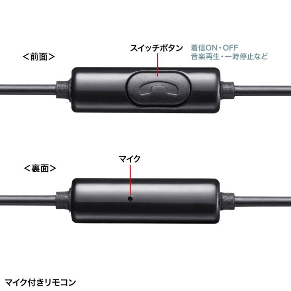サンワサプライ イヤホンマイク USB Type-C ブラック MM-HSTC04BK 1個（ご注文単位1個）【直送品】