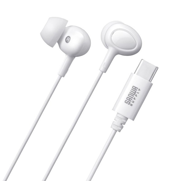 サンワサプライ イヤホンマイク USB Type-C ホワイト MM-HSTC04W 1個（ご注文単位1個）【直送品】