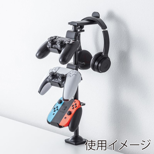 サンワサプライ ゲームコントローラースタンド クランプ付き ブラック JY-STN2BK 1個(ご注文単位1個)【直送品】