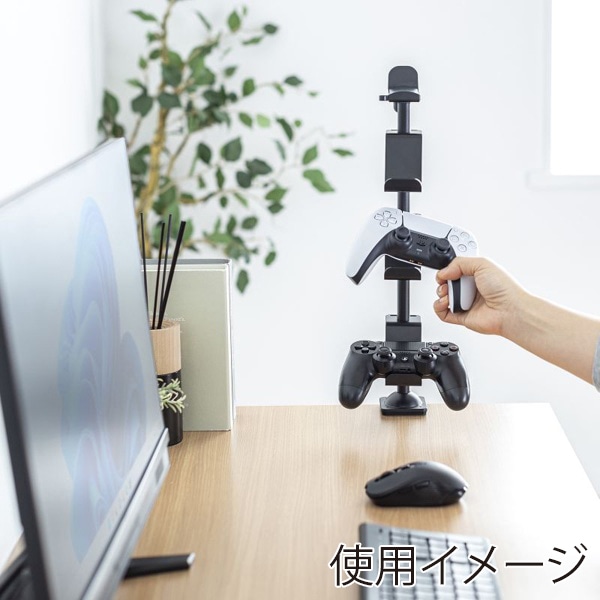 サンワサプライ ゲームコントローラースタンド クランプ付き ブラック JY-STN2BK 1個(ご注文単位1個)【直送品】