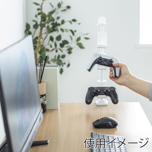 サンワサプライ ゲームコントローラースタンド クランプ付き ホワイト JY-STN2W 1個(ご注文単位1個)【直送品】