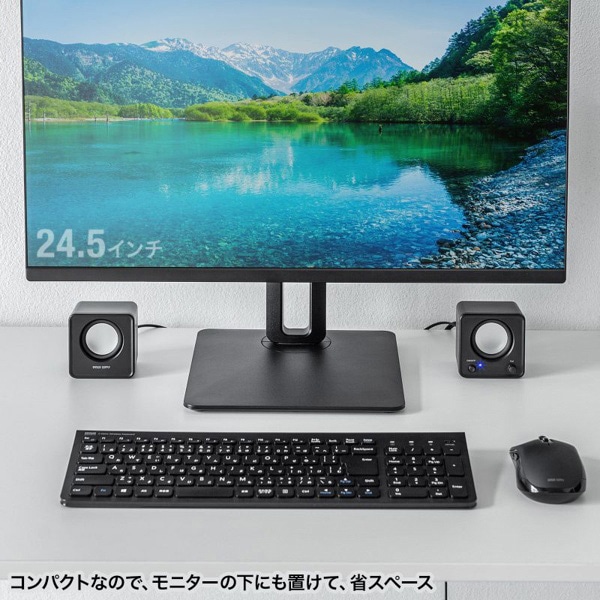 サンワサプライ コンパクトPCスピーカー USB電源 MM-SPL23UBK 1個(ご注文単位1個)【直送品】