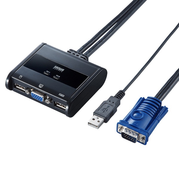 サンワサプライ パソコン自動切替器 2:1 SW-KVM2UUN 1個(ご注文単位1個)【直送品】