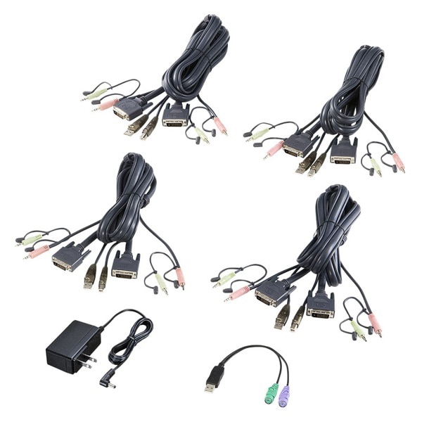 サンワサプライ パソコン自動切替器 デュアルリンクDVI対応 4:1 SW-KVM4HDCN 1個(ご注文単位1個)【直送品】