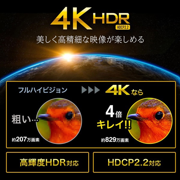 サンワサプライ HDMI分配器 4K／60Hz・HDR対応 4分配 VGA-HDRSP4 1個（ご注文単位1個）【直送品】