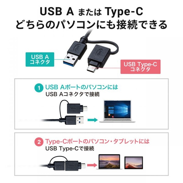 サンワサプライ デュアルHDMIドッキングステーション Type-C・USB-A接続 USB-CVDK7 1個（ご注文単位1個）【直送品】