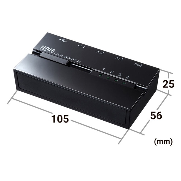 サンワサプライ USB2.0 手動切替器 磁石付き 4回路 SW-US24MG 1個（ご注文単位1個）【直送品】