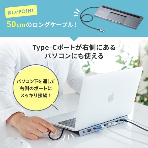 サンワサプライ USB Type-C ドッキングステーション HDMI／VGA対応 USB-CVDK8 1個（ご注文単位1個）【直送品】