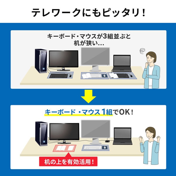 サンワサプライ キーボード・マウス用パソコン切替器 3：1 SW-KM3UU 1個（ご注文単位1個）【直送品】