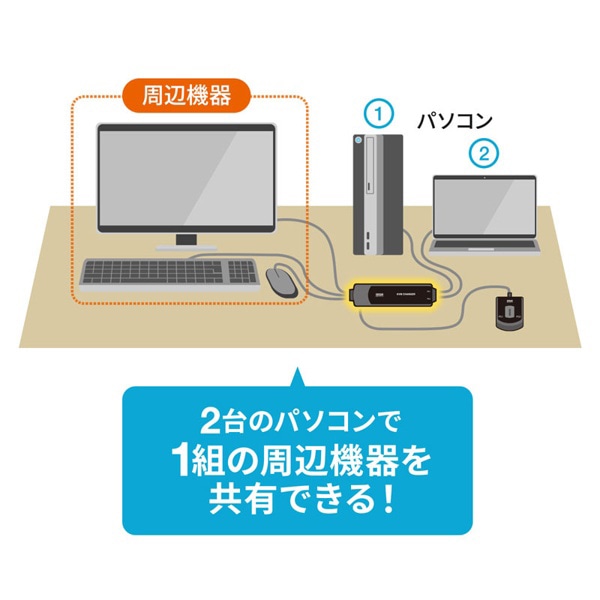 サンワサプライ パソコン自動切替器 手元スイッチ付き 2：1 SW-KVM2WVUN2 1個（ご注文単位1個）【直送品】
