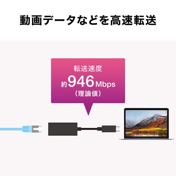 サンワサプライ USB3.2Type-C／LAN 変換アダプタ ホワイト USB-CVLAN2WN 1個（ご注文単位1個）【直送品】